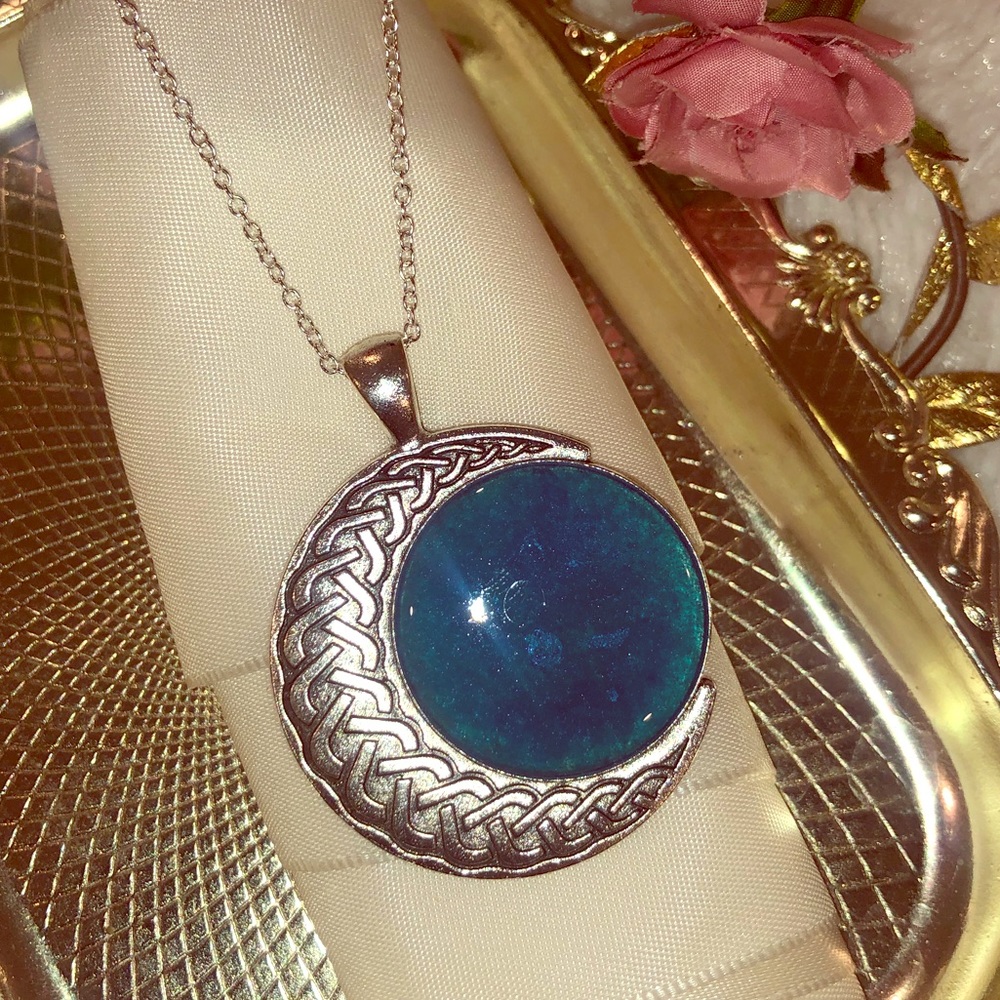 Deep blue moon pendant